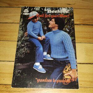 Knit for your Man! Knit & Crochet Pattern Book (Beehive Patons #432, 1980s)